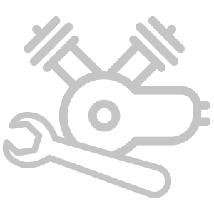 White outline icon of an engine and wrench.