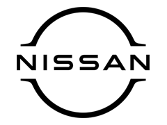 Nissan wordmark inside a black circular outline.